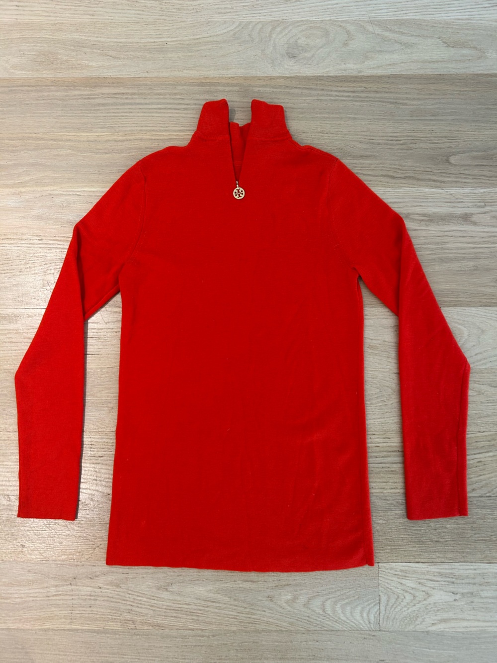 Tory Burch Red Zip Mock Neck Sweater